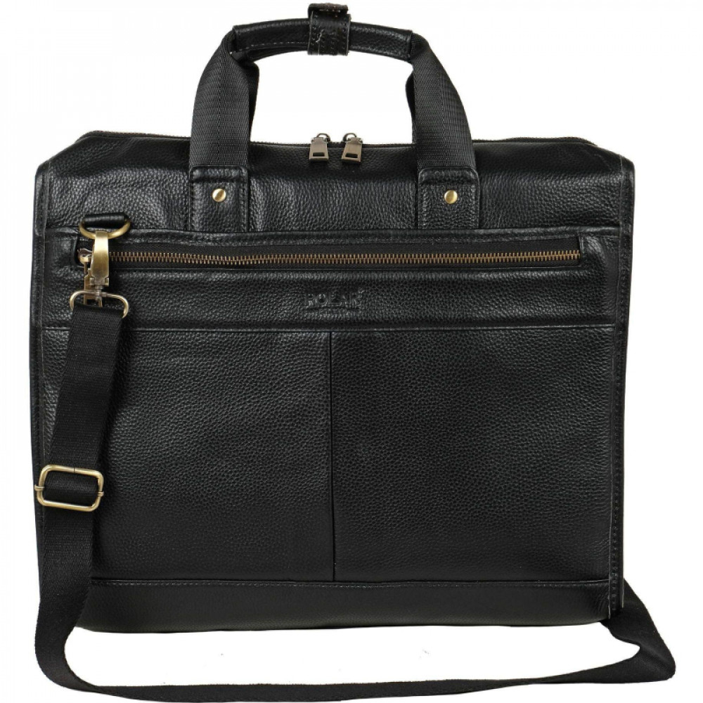 Сумка мужск кожаная 5191 Black/черная А4