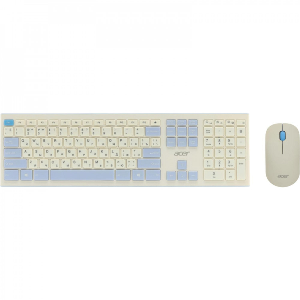 Набор клавиатура+мышь Acer OCC205(ZL.ACCEE.00C)/белый/голубой/slim