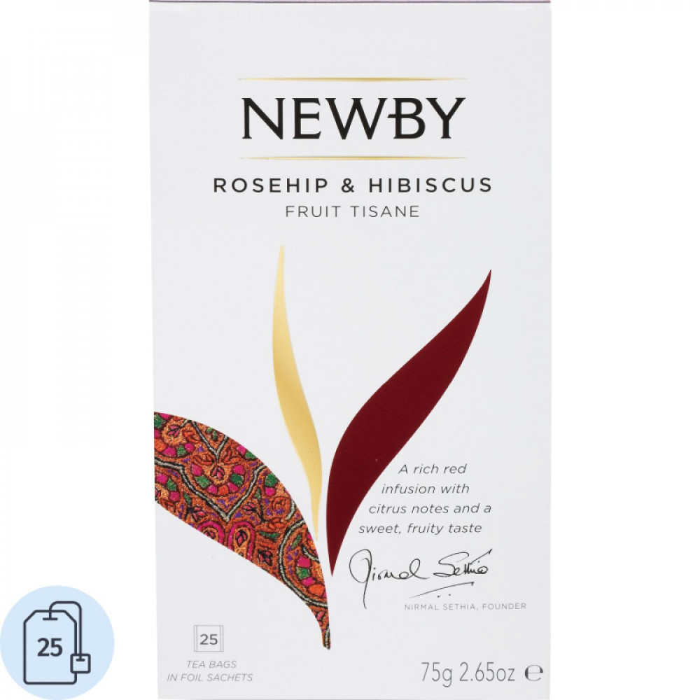 Чай Newby Шиповник и Гибискус травяной 25 пакетиков