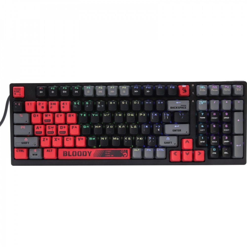 Клавиатура A4Tech Bloody(S98 SPORTS RED BLMS RED PLUS)мех.кр/чер USBgam.LED