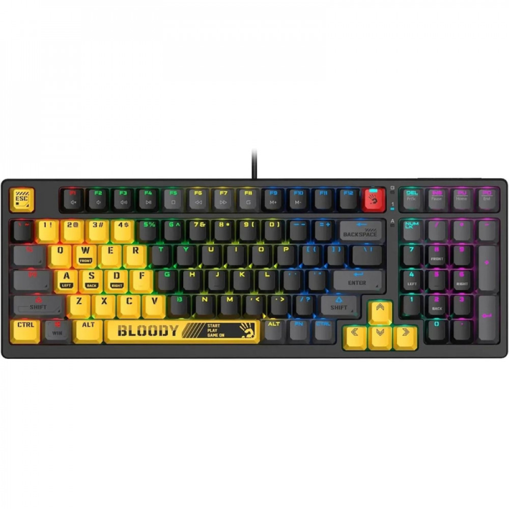 Клавиатура A4Tech Bloody S98 SPORTS LIME BLMS RED PLUS желт/сер USBgamerLED