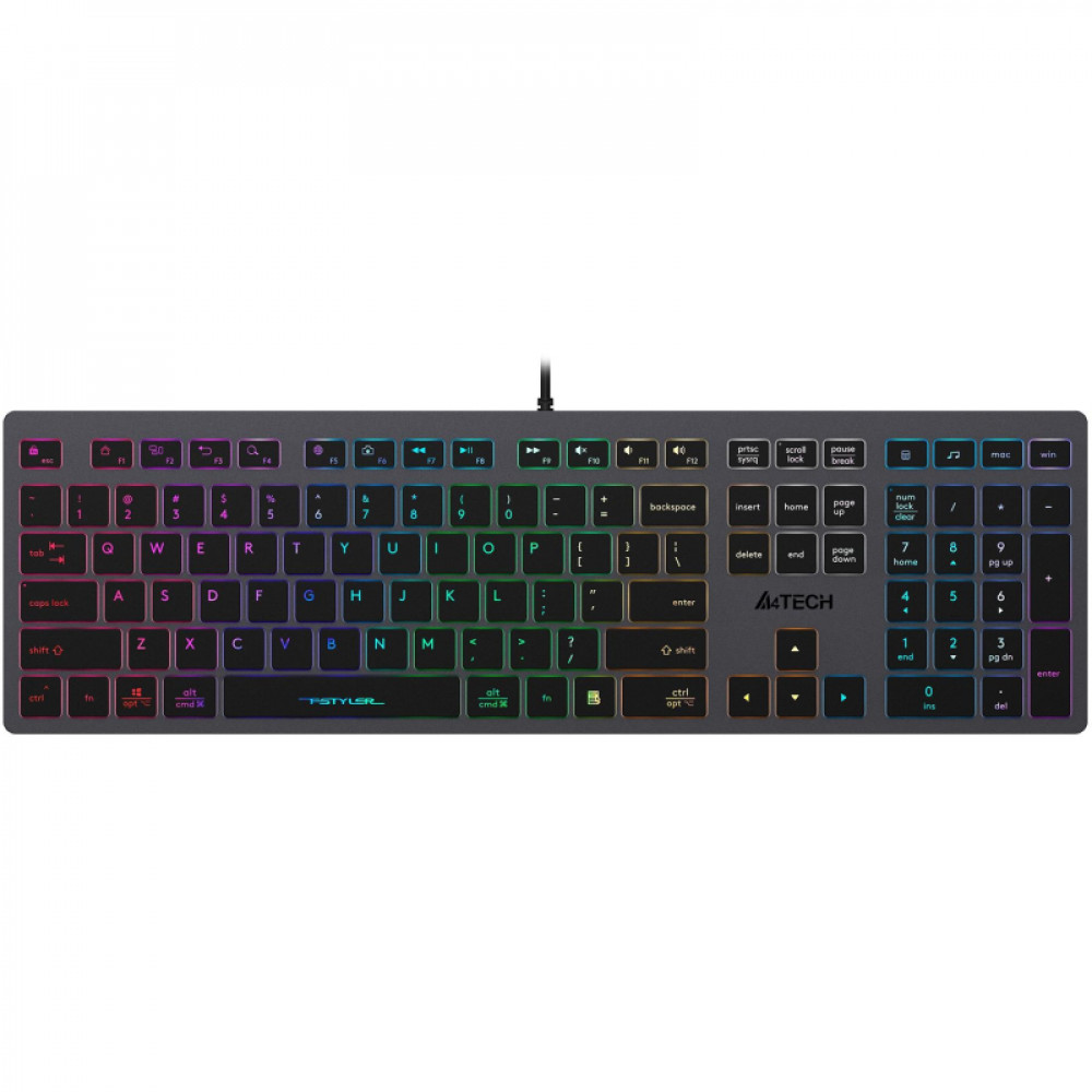 Клавиатура A4Tech Fstyler FX60 серый USB slim LED (FX60 GREY / NEON)