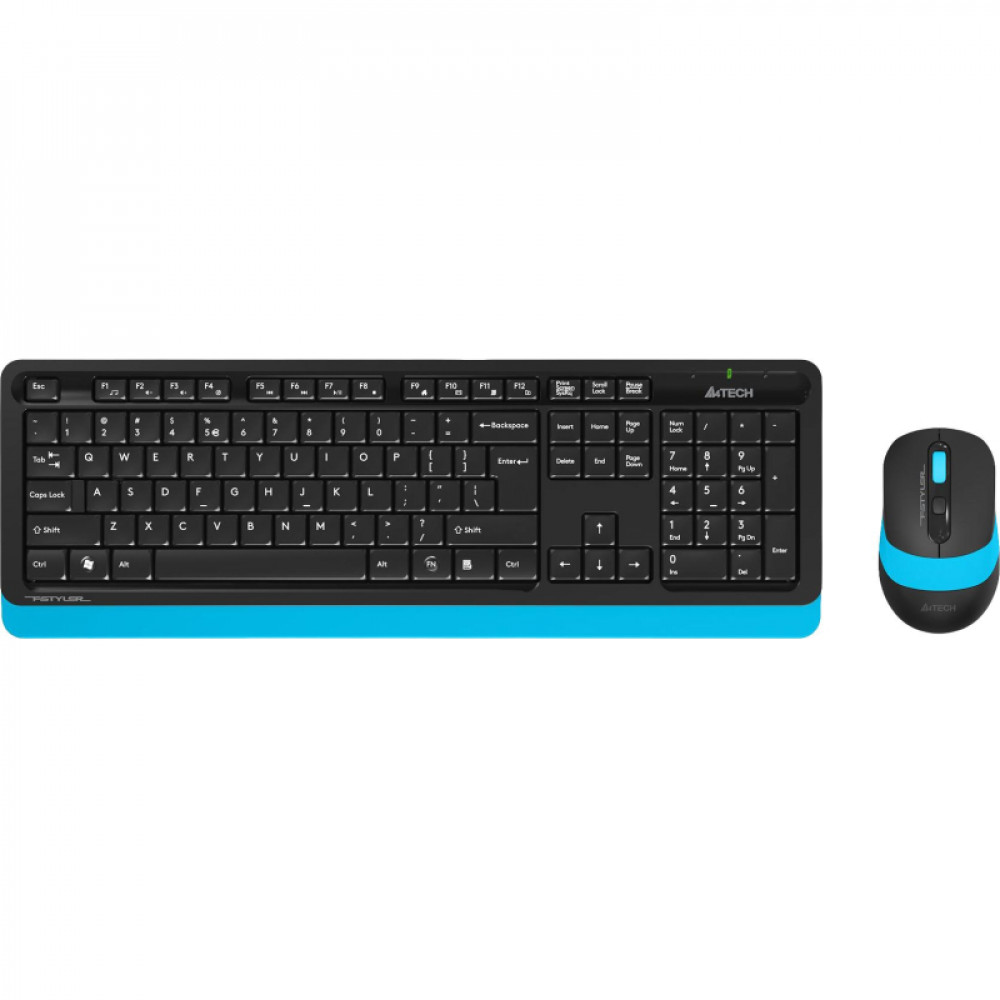 Набор клавиатура+мышь A4Tech Fstyler FG1010 кл:черн/син м:черн/син USB WLS