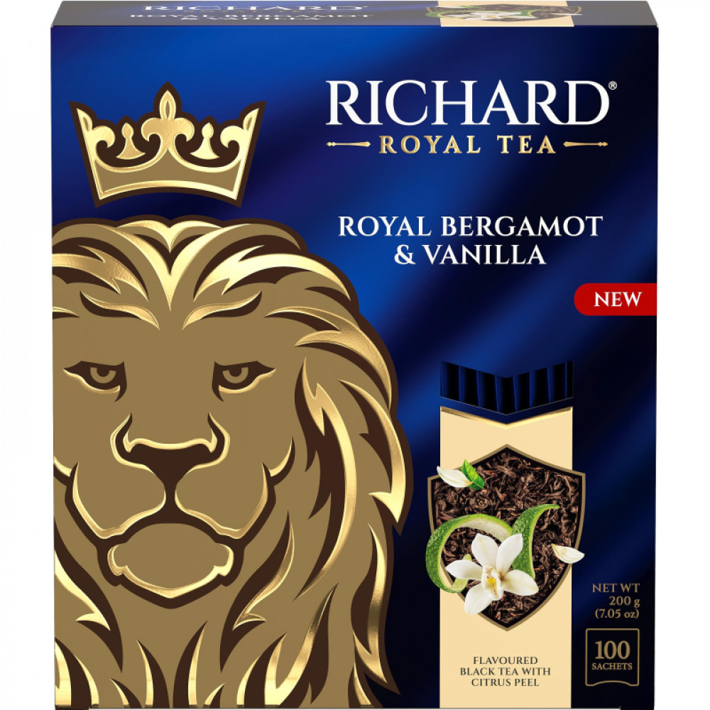 Чай Richard ROYAL BERGAMOT &amp;amp; VANILLA черн.аромат. пакет 100x2г сашет