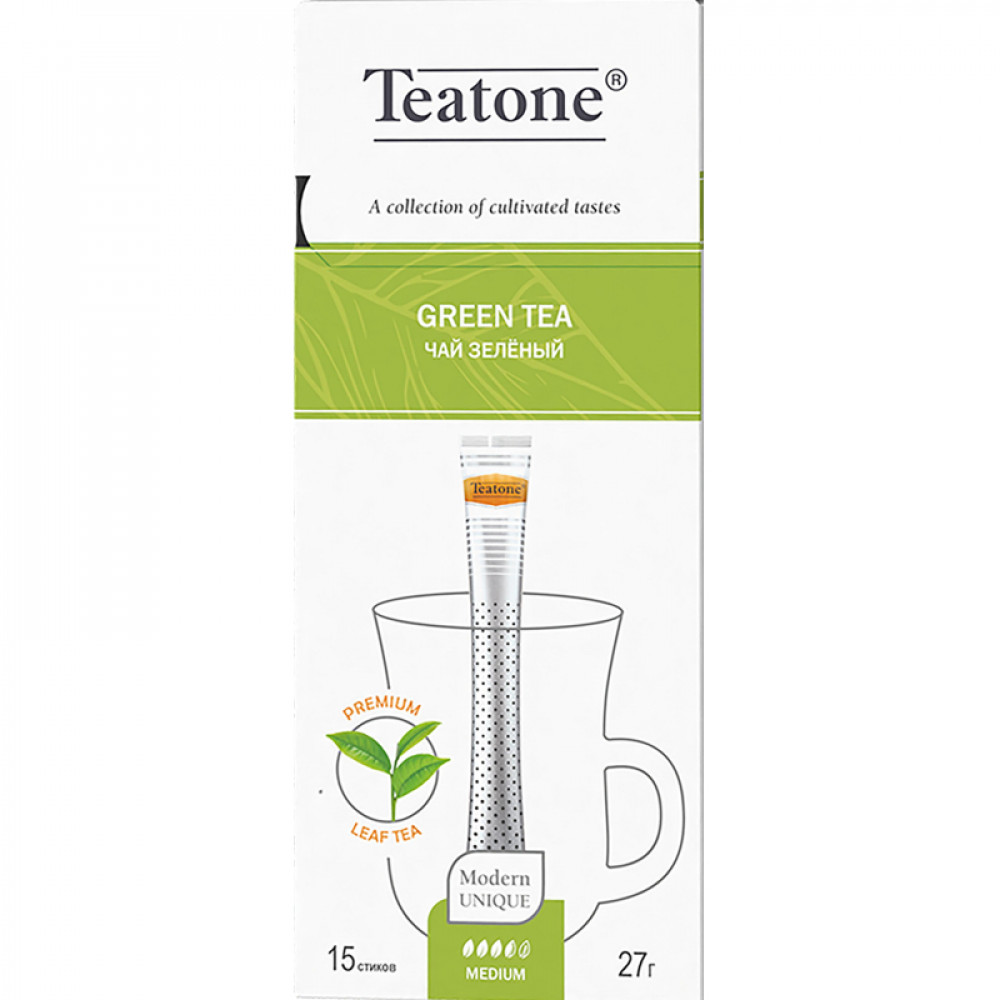 Чай Teatone зеленый в металл.стике 15шт/уп. 736