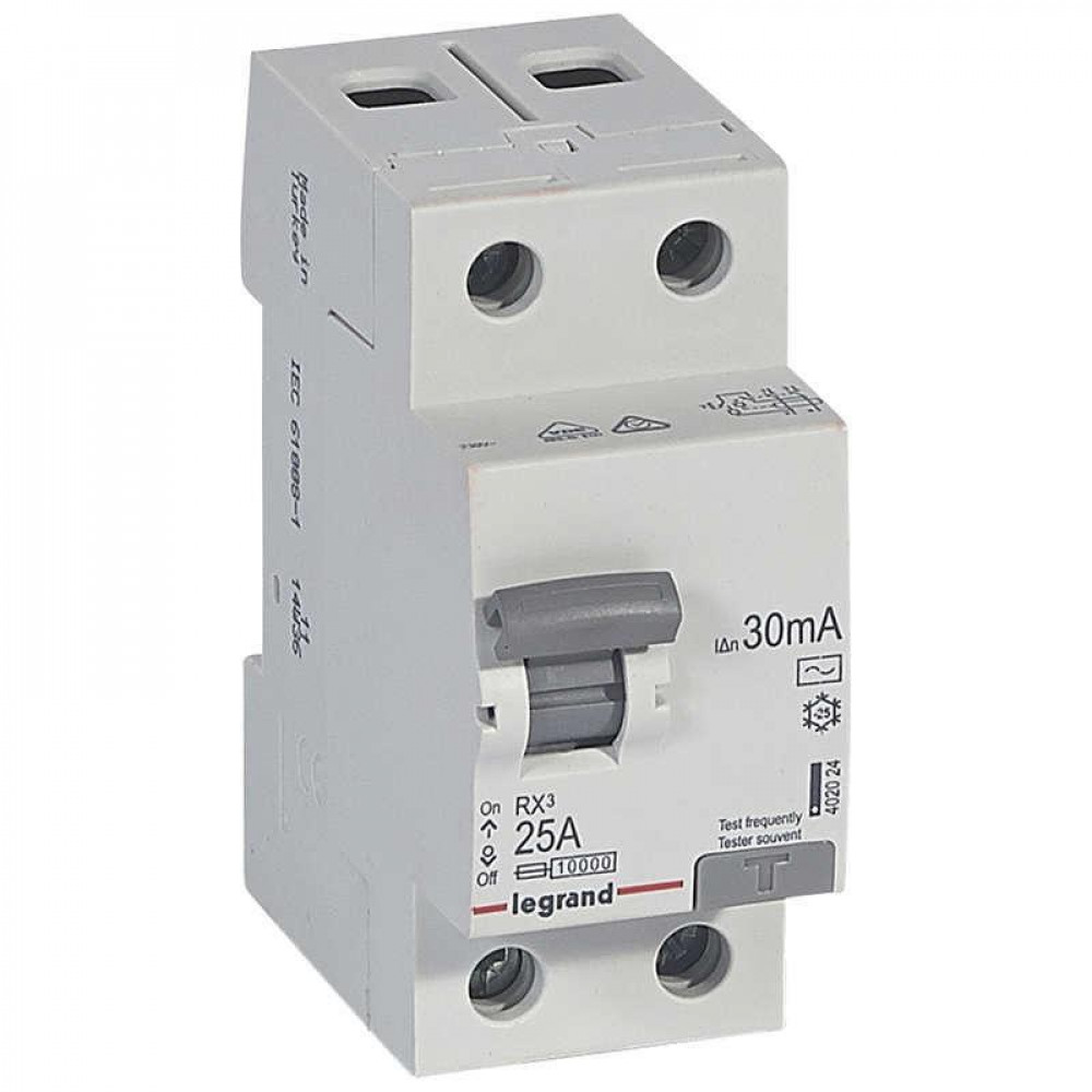 УЗО выключатель диф. тока Legrand RX3 2п 25А 30мА AC 402024