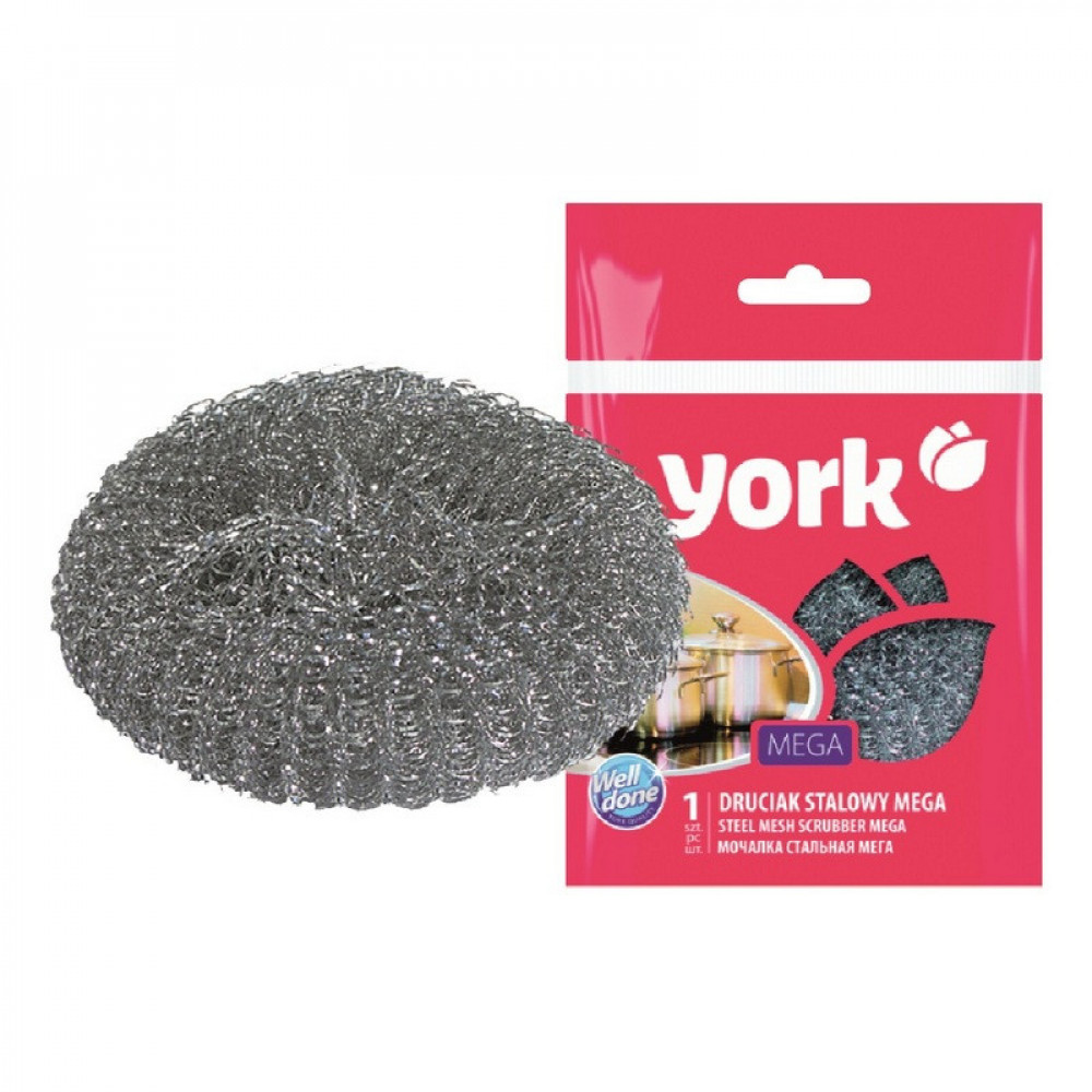 Губка-мочалка YORK из нерж.стали Мега 1шт/уп