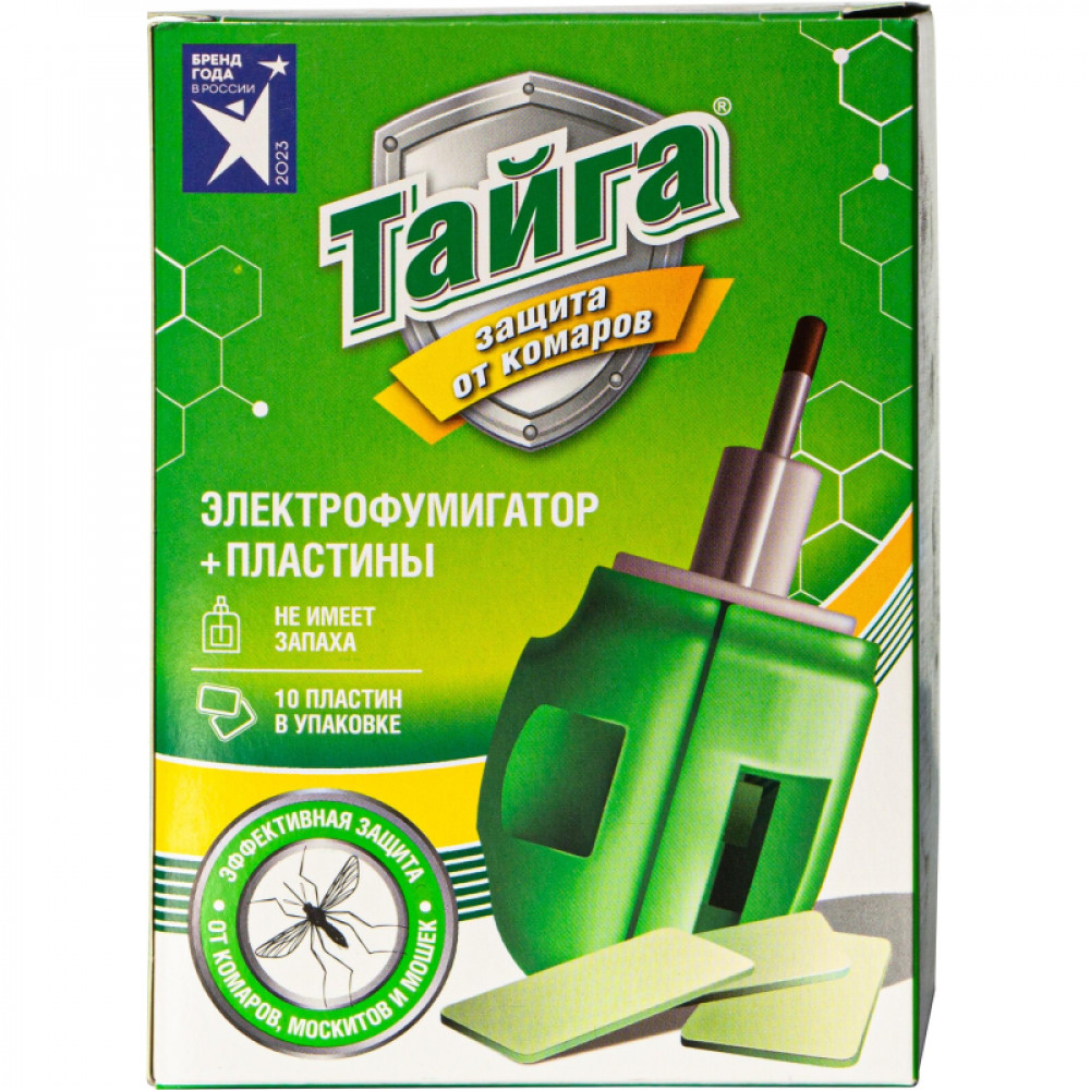 Фумигатор + инсектиц пласт от комаров Тайга Набор 10 шт