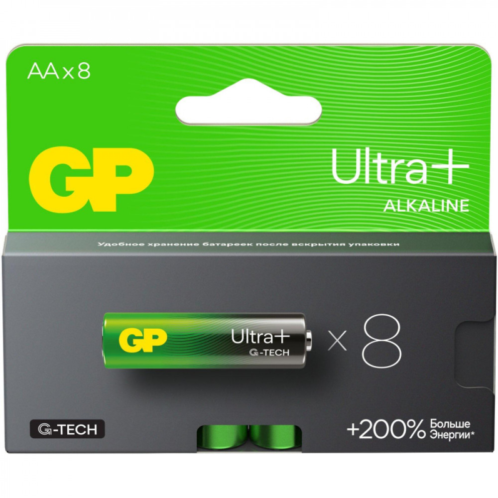 Батарейка GP Ultra+ Alkaline LR6 (АА) 8шт/уп (GP15AUPA21-2CRB8)