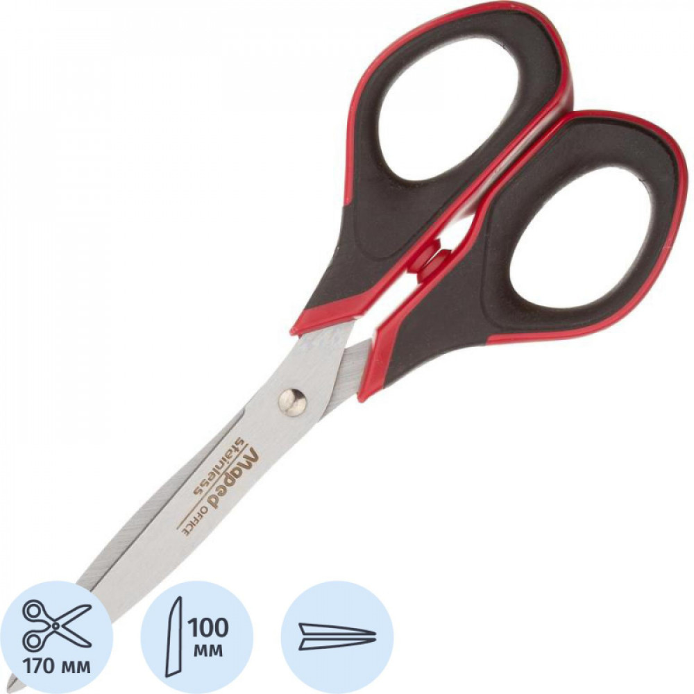 Ножницы Maped ADVANCED SOFT GEL 170мм эргон.ручки,гел.встав,крас/чер,496210