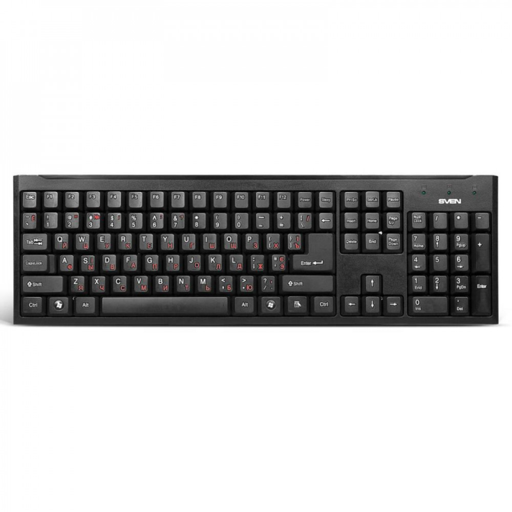 Клавиатура Sven Standard 303 Power USB+PS/2 черная 104 кл. (SV-03100303PU)
