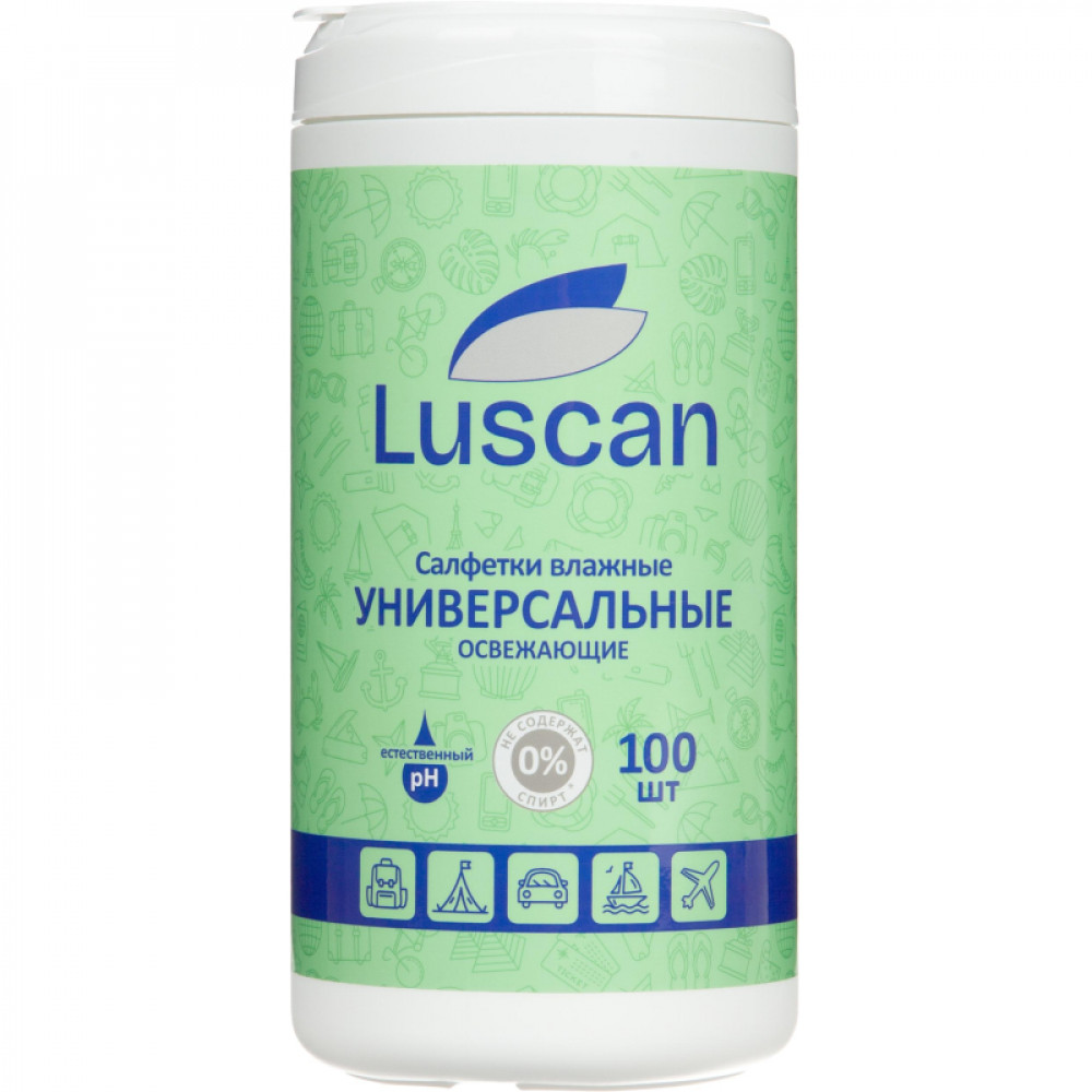 Салфетки влажные Luscan универсальные в банке 100 шт/уп