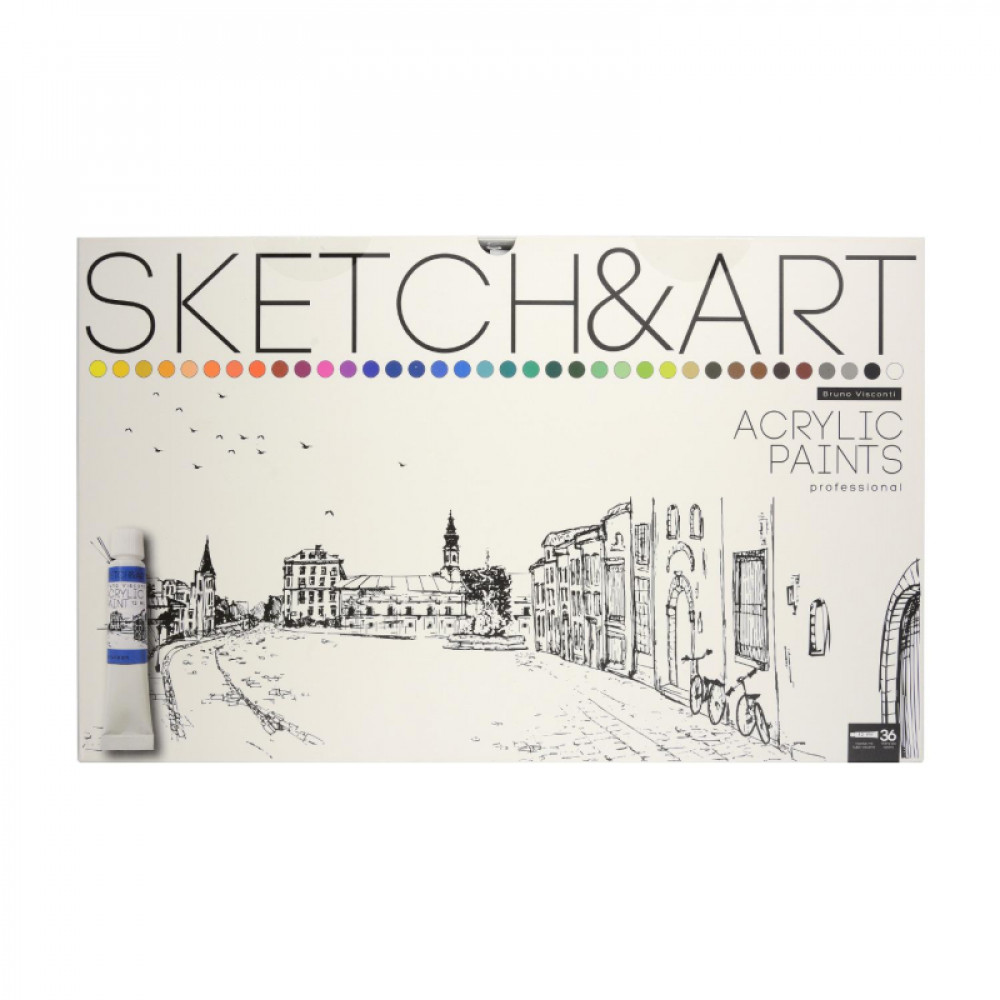 Краски акриловые SKETCH&amp;amp;ART 36цв x 12мл в коробке-пенале70-0056