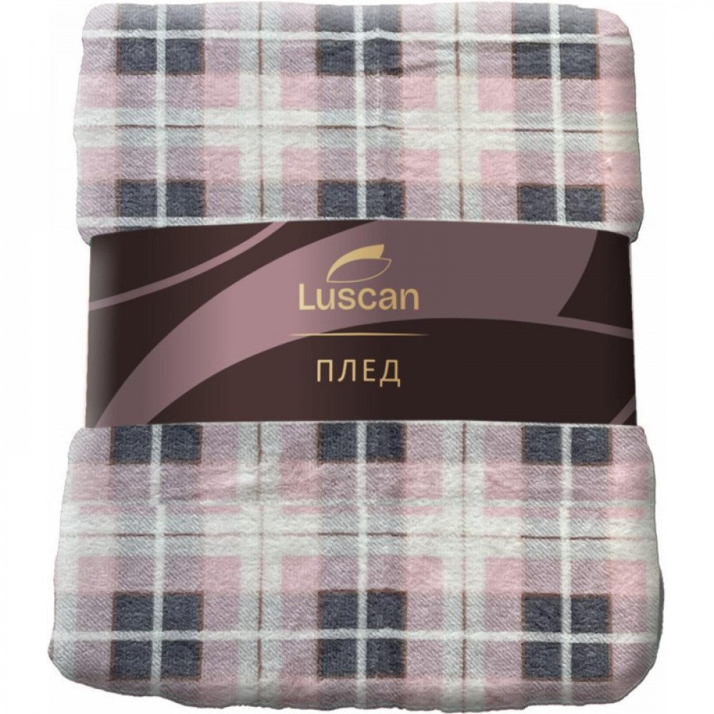 Плед микрофибра Luscan, клетка розовая 150x200