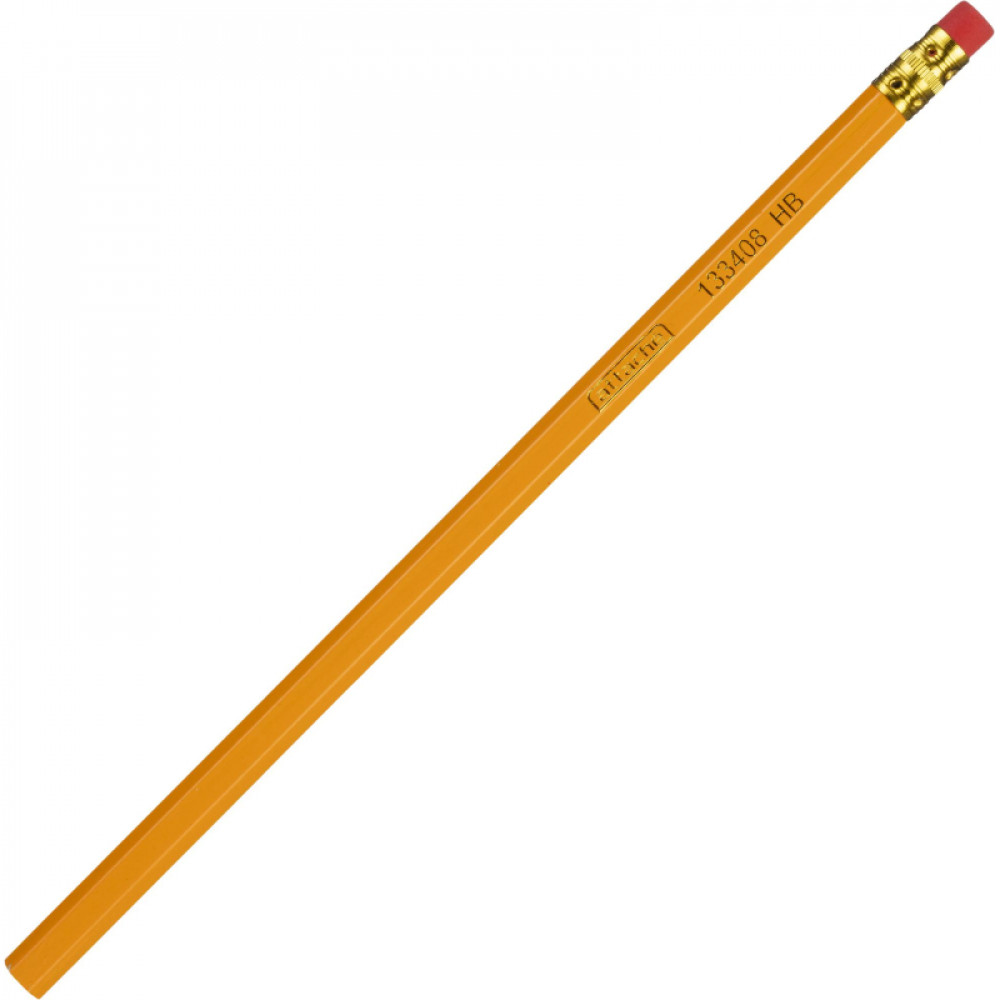 Карандаш чернографитный Attache HB шестигр., дерево, с ластиком