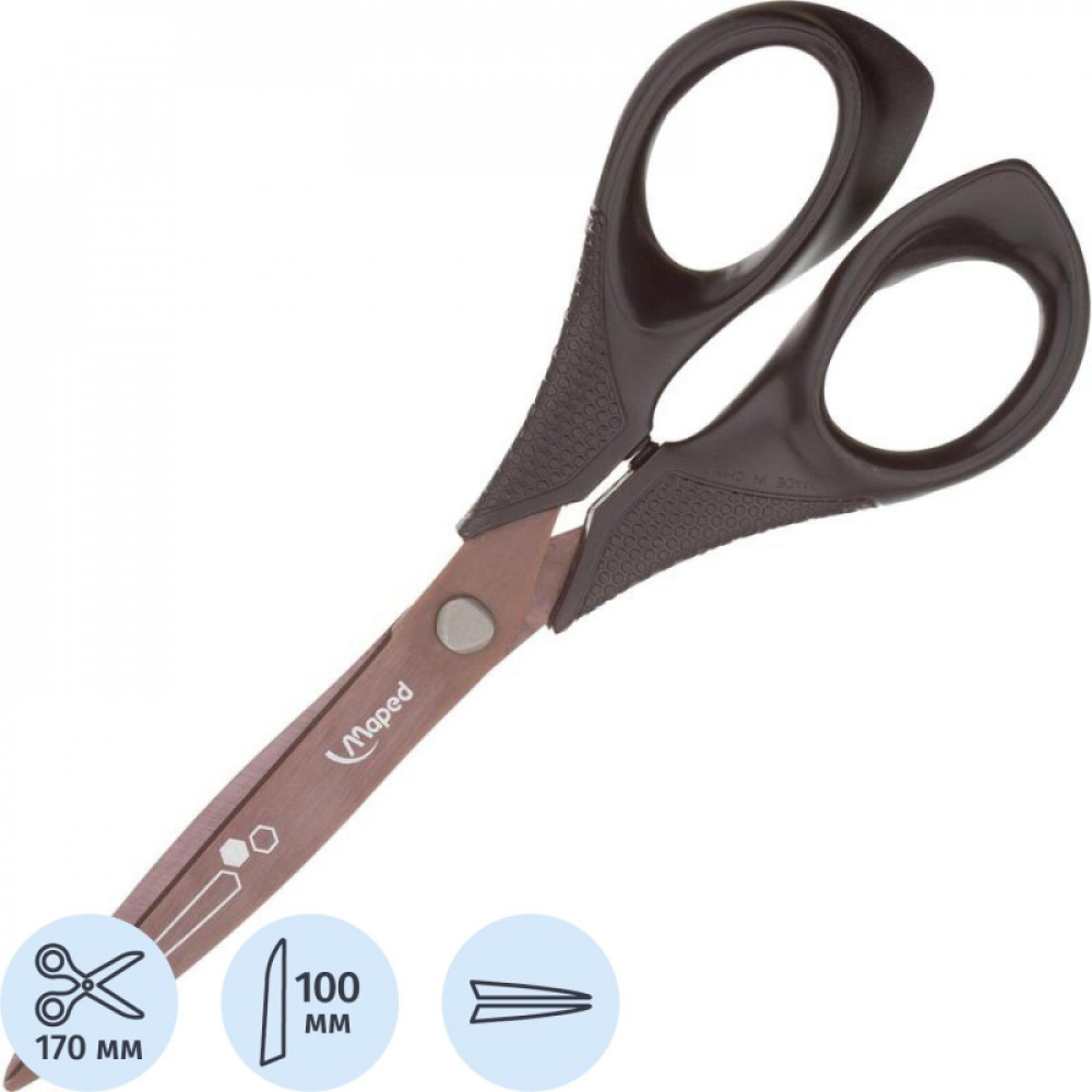 Ножницы Maped TITANIUM 170мм,титан.покр.,эргономич.пласт.ручки,черн,684110