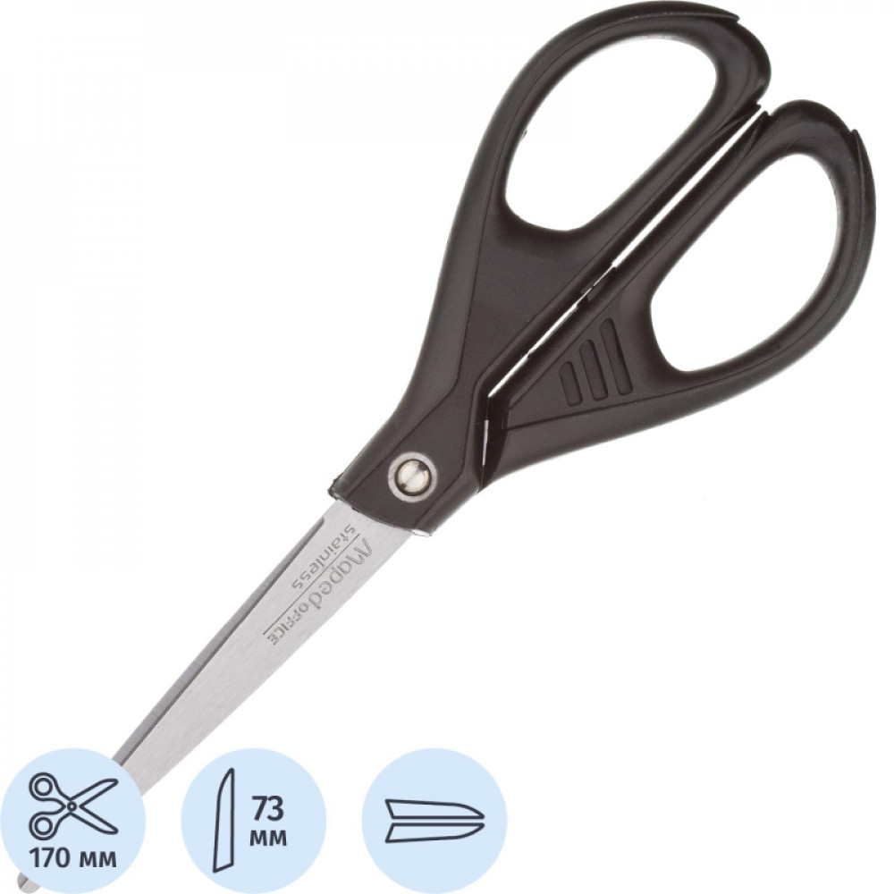 Ножницы Maped ESSENTIALS GREEN, 170мм,пластик.эллиптич. ручки,черный,468010