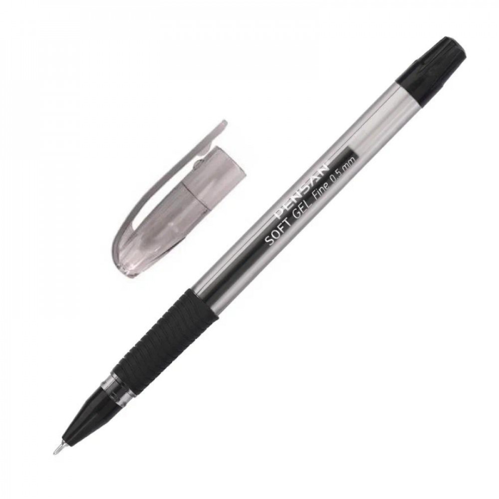 Ручка гелевая неавтомат. PENSAN SOFT GEL FINE 0,5чер,манж2400/12-2420