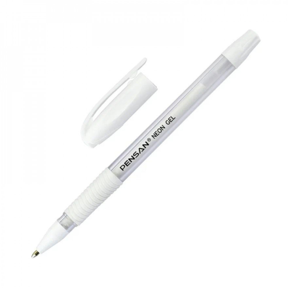 Ручка гелевая неавтомат. PENSAN NEON WHITE1,0мм,бел.черн,манж,2290/12