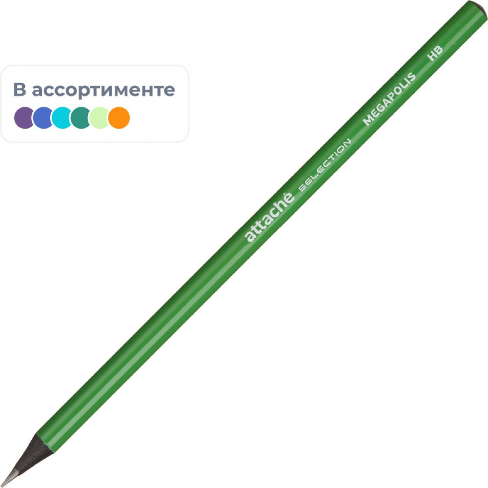 Карандаш чернографитный Attache selection Megapolis заточ. HB, б/ласт.