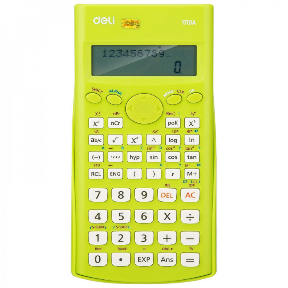 Калькулятор научный (ЕГЭ) Deli E1710A,10-р,2 стр,240 ф.,бат.,162х84мм,зел